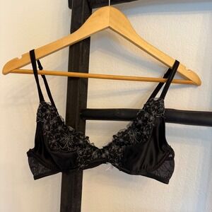 Aerie 36A Black Lace Trim Bra Lingerie